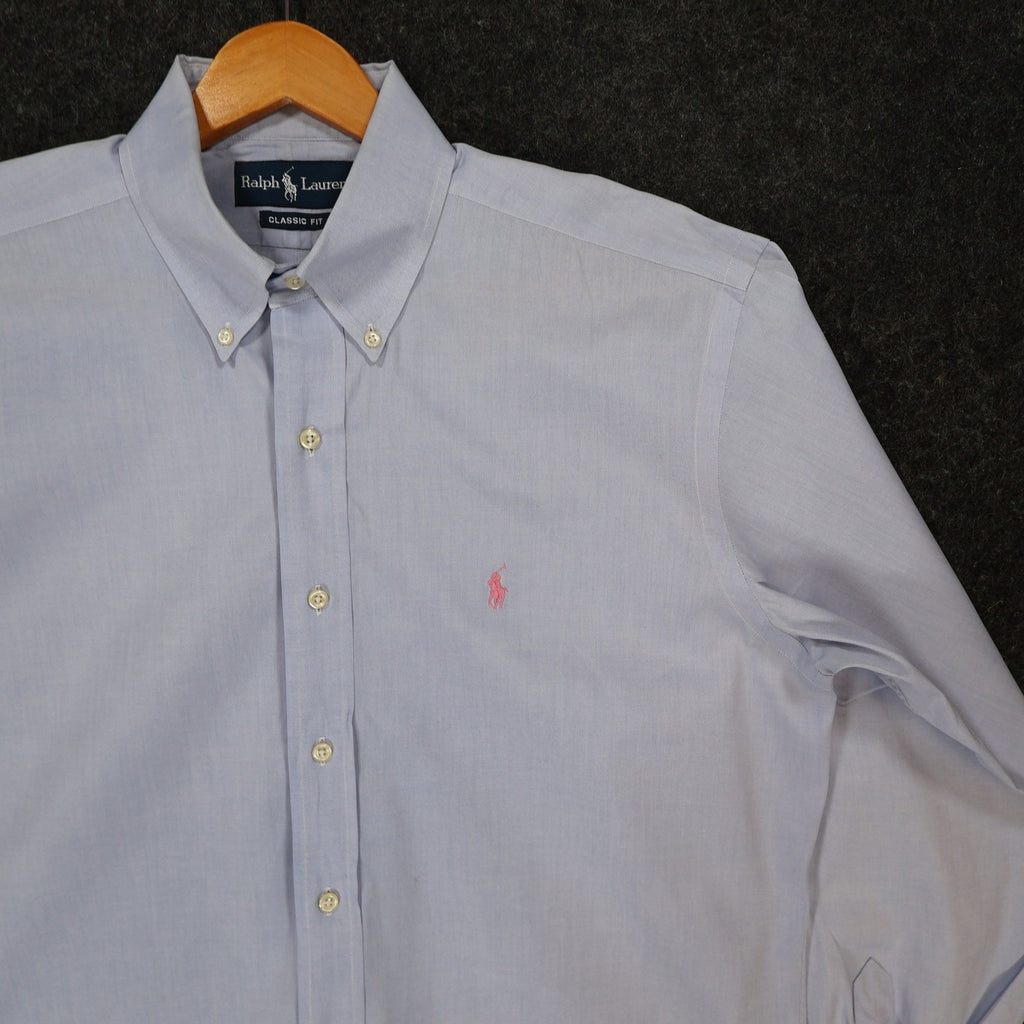 Ralph Lauren Button Down Mens 15.5 34/35 Light Blue Cotton Classic Fit Oxford - take2supply