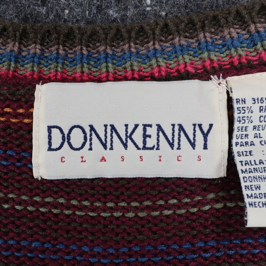Donnkenny Sweater Vest Womens M Vintage 90s Burgundy Beaded Fair Isle Cotton - take2supply