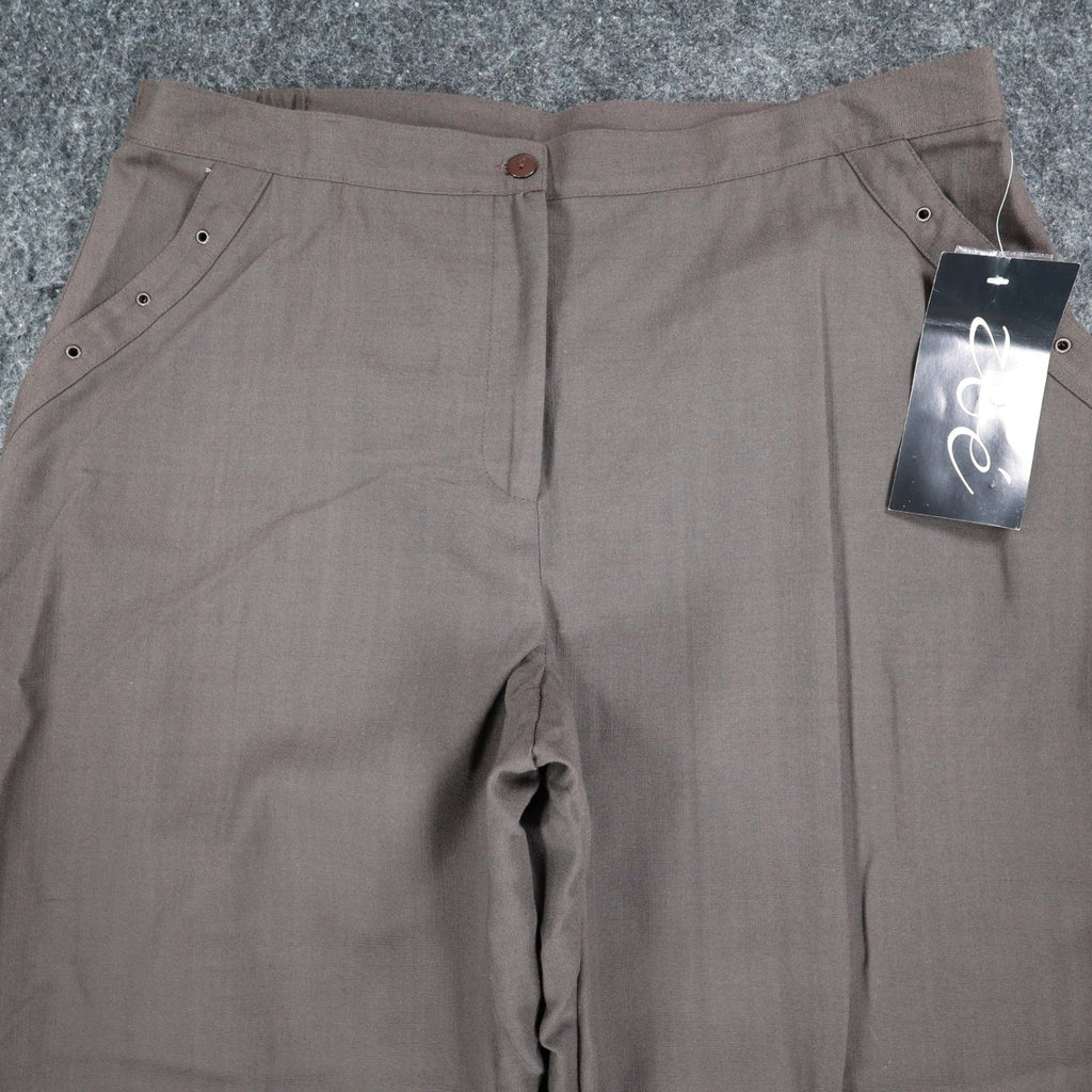 Zoe Pants Womens 16 Taupe Brown Grommet Straight Leg Canada NWT NOS - take2supply
