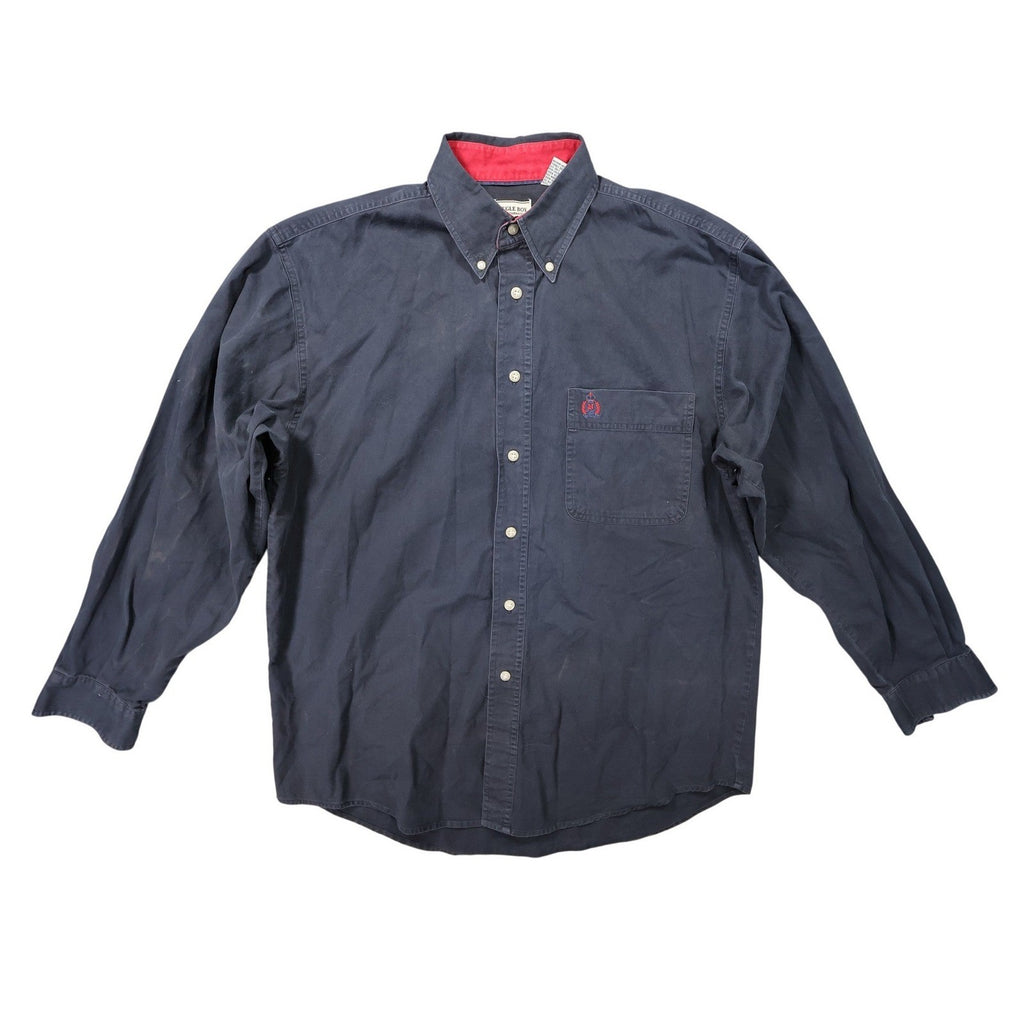 Bugle Boy Button Down Shirt Mens XL Navy Blue Excellent Vintage Long Sleeve - take2supply