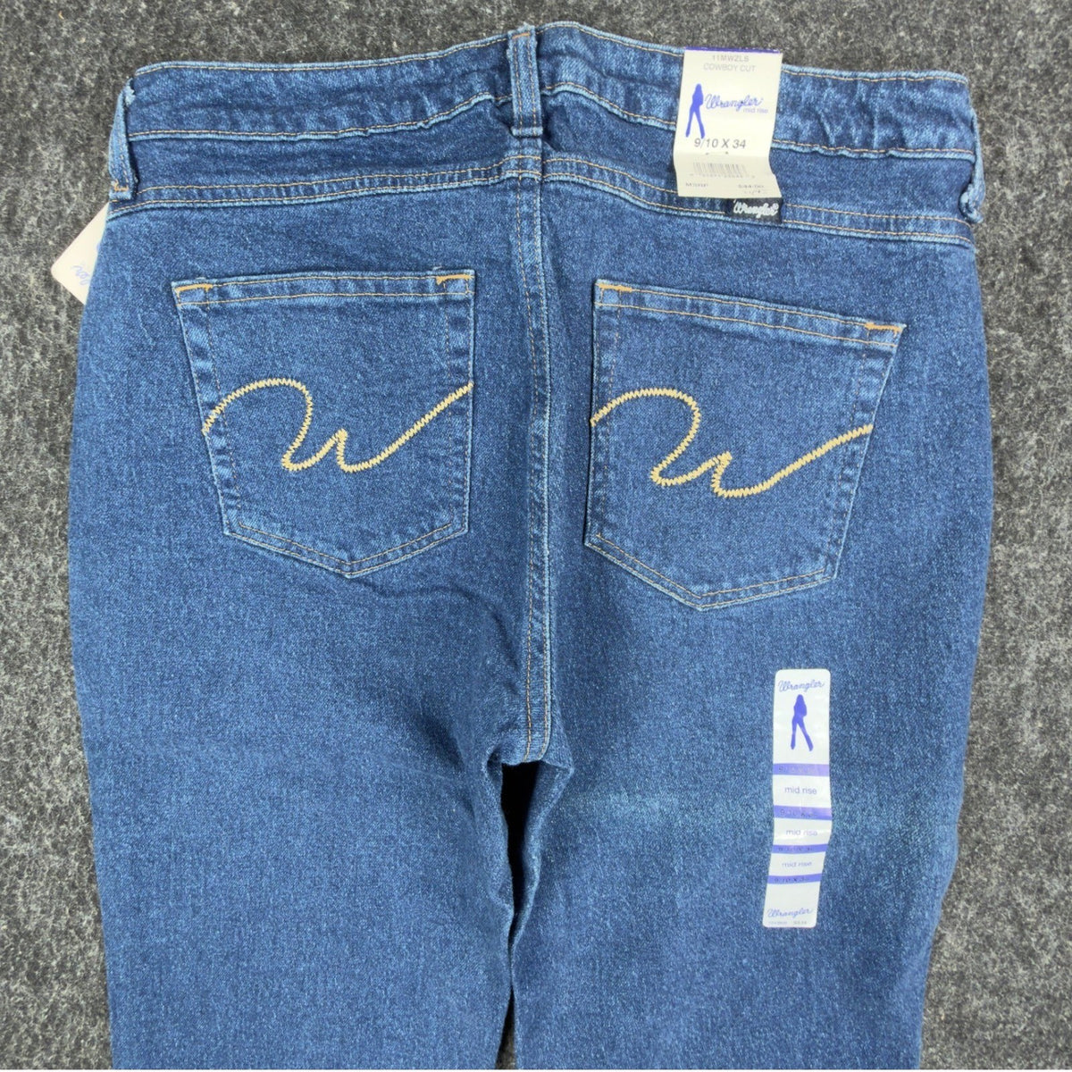 Wrangler Y2K Cowboy Cut Jeans Womens 9/10x34 Blue Denim Bootcut New C717 - take2supply