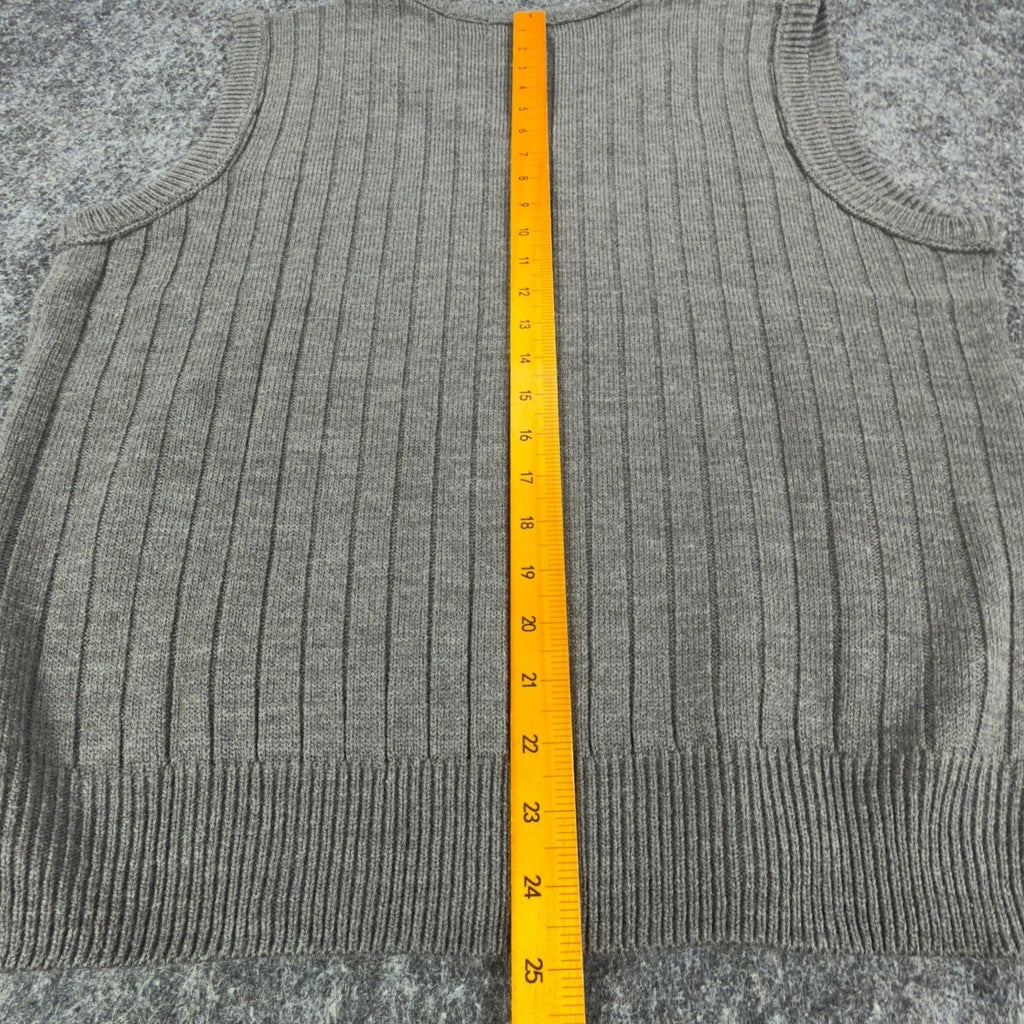 D'Avila V-Neck Sweater Vest Mens Large Charcoal Heather Grey Ribbed Knit NWT - take2supply