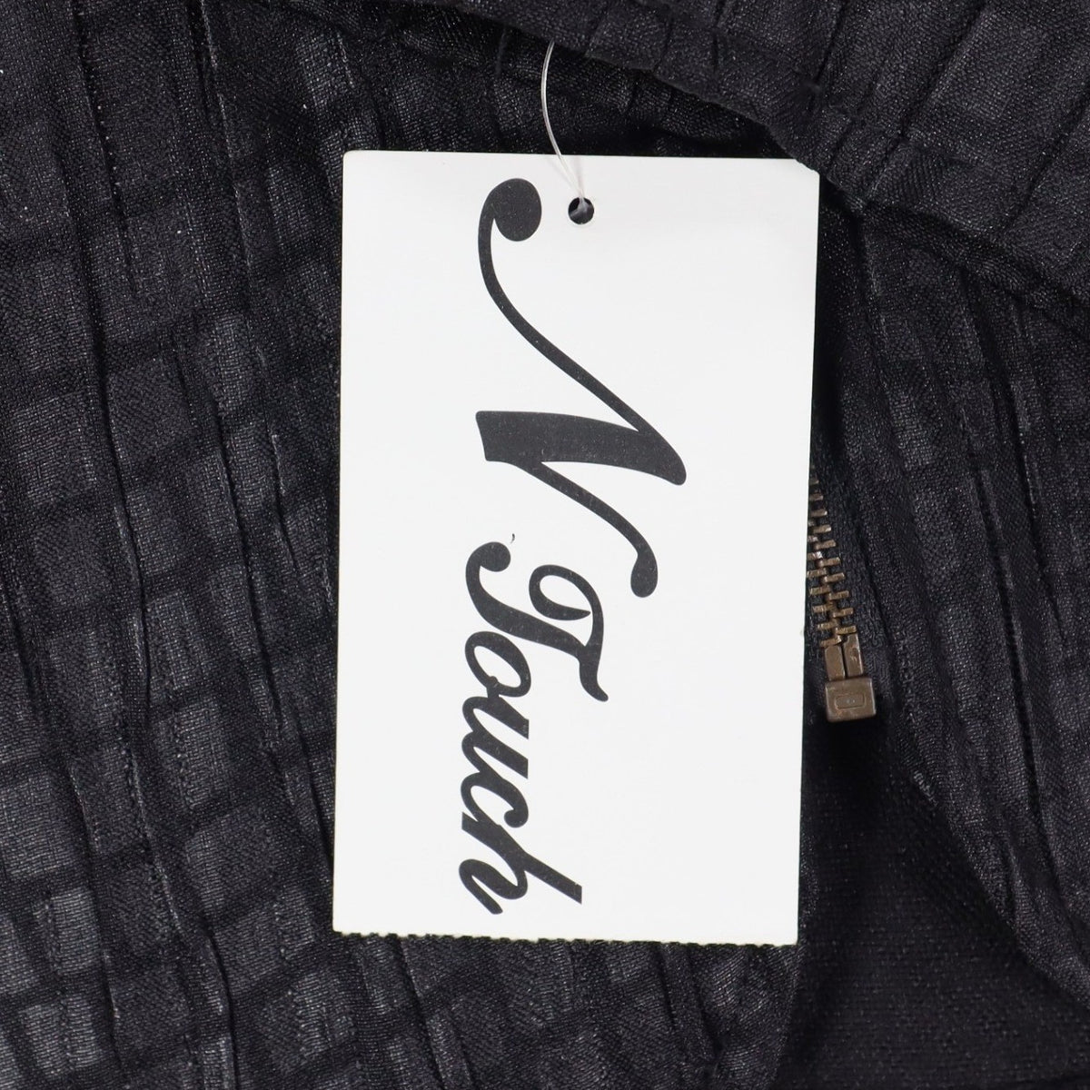 N Touch Zip Up Jacket Womens 14 Black Textured Crinkle Mock Neck New NWT - take2supply