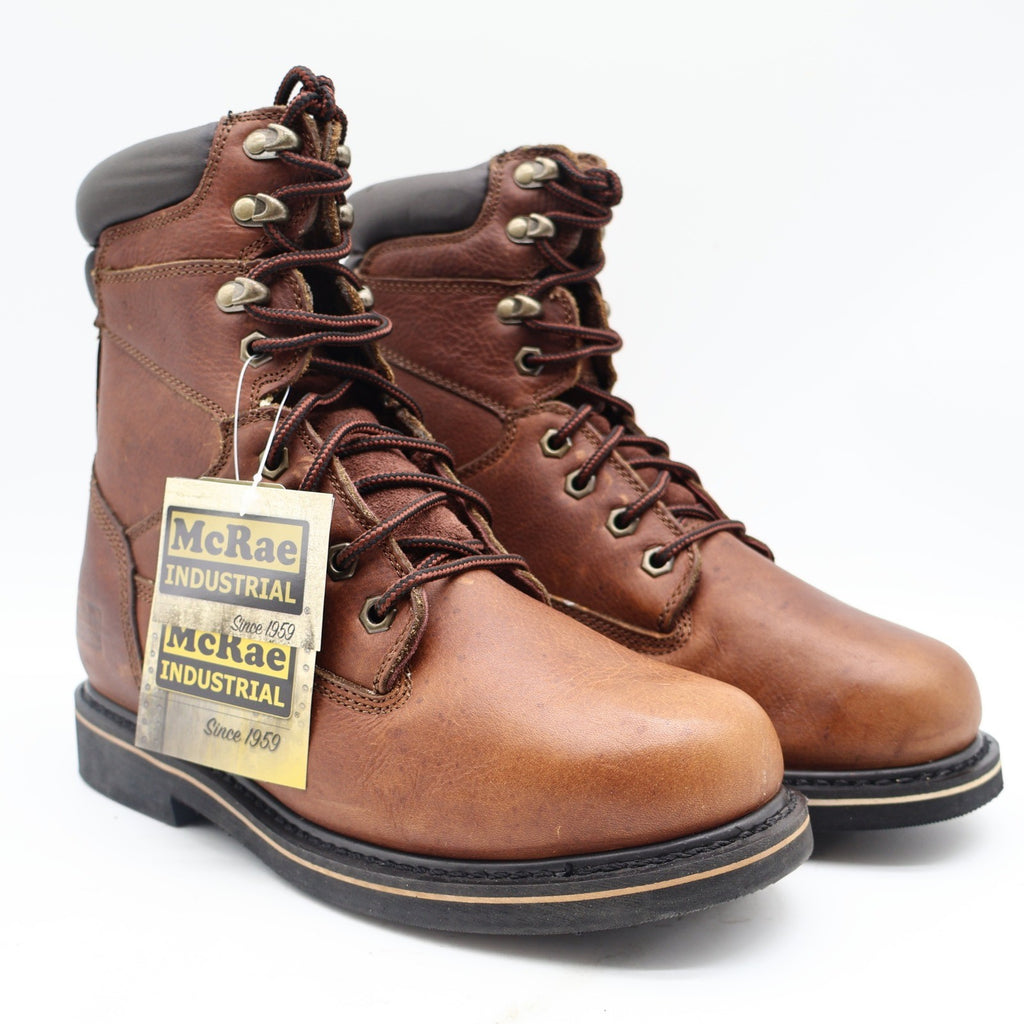 McRae Industrial Work Boots Mens 9W Brown Leather EH Rated Lace Up MR88122 NEW - take2supply