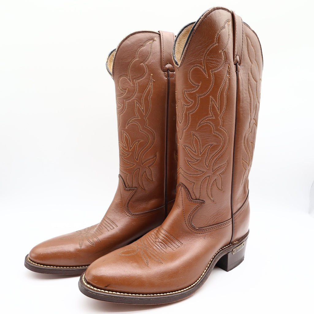 Laredo Vintage 90s Western Boots Mens 8 D Tan Brown Leather Cowboy 2786 NIB - take2supply