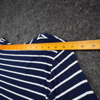 Erin London Tunic Top Womens Medium Navy Blue White Striped Sharkbite Hem NWT - take2supply