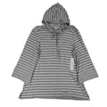 Erin London Womens M Gray White Striped Lace Up Hooded Tunic Top NWT - take2supply