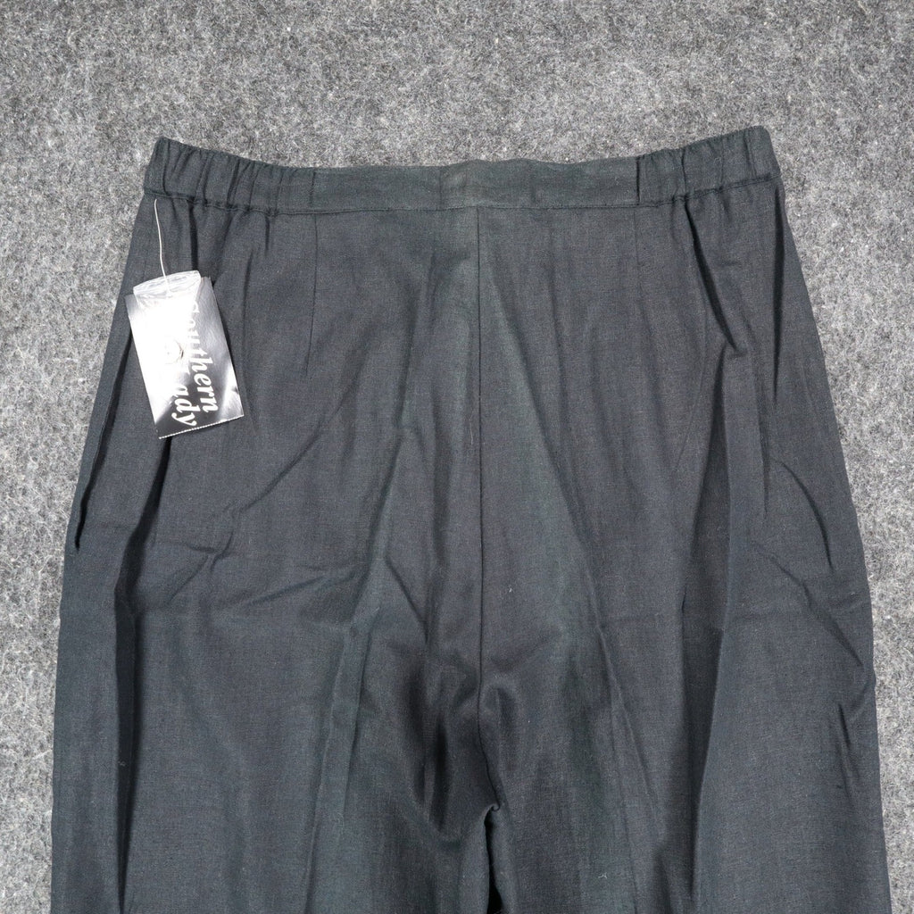 Southern Lady Linen Rayon Pants Womens 12 Black Wide Leg Pleated Trousers 553M - take2supply