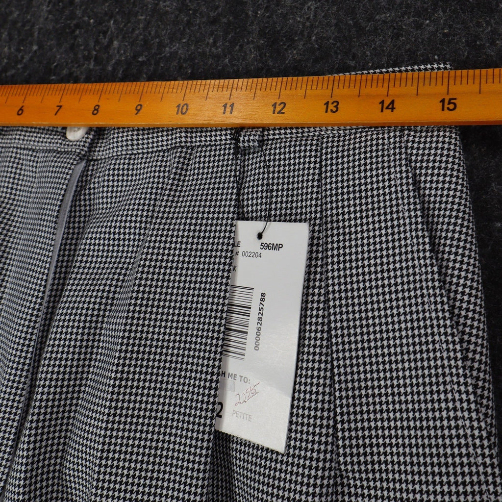 Southern Lady Houndstooth Dress Pants Womens 12 Petite Black White Pleated New - take2supply