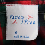 Fancy Free Plaid Blouse Womens 9 Vintage 80s Red Green Puff Shoulder Mock Neck - take2supply