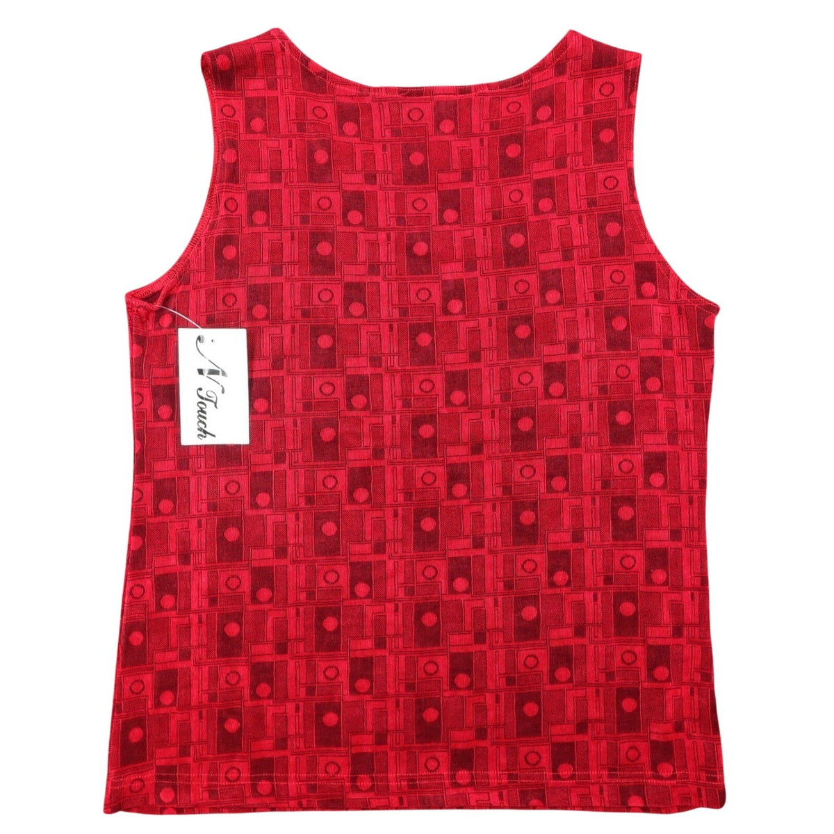 N Touch Tank Top Womens Size M Red Black Geometric Sleeveless Textured Knit NWT - take2supply