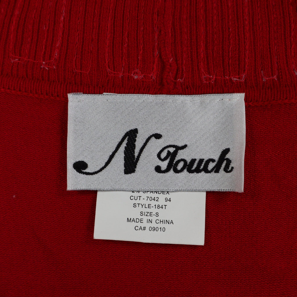 N Touch Cardigan Womens Small Red Sequin Trim Open Front Holiday Sweater NEW - take2supply