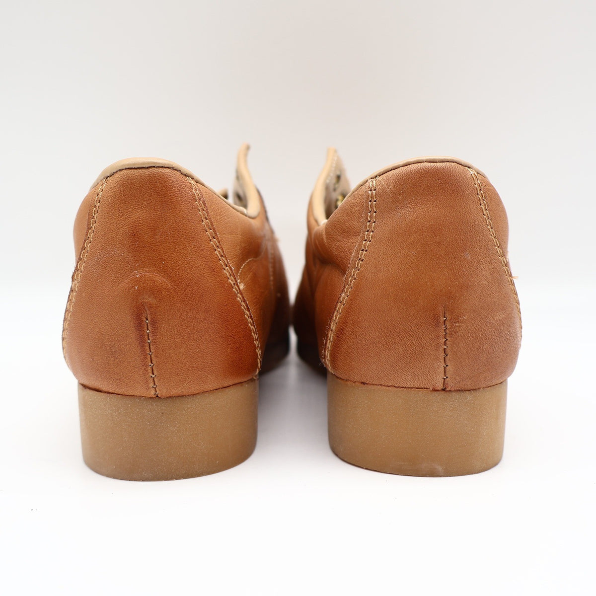 Sportiques Sneakers 7.5 Vintage Deadstock Brown Leather Gum Ripple Sole Romania - take2supply