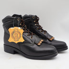 Saddle Brand Boots Womens 9 Black Leather Kiltie Lace Up Work Western 550 Y2K - take2supply