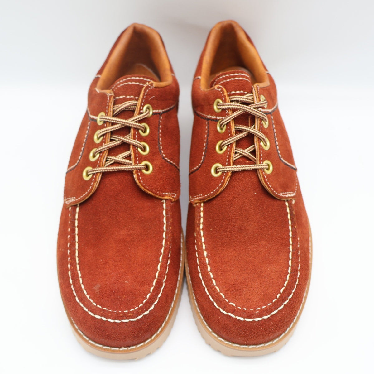 James Pepper Oxford Shoes Mens 5.5 D Vintage Rust Brown Suede Moc Toe - take2supply