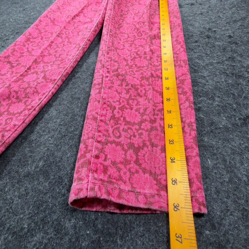 Lee Vintage 80s Floral Pants Girls 12 Magenta Pink Cotton High Waist NWT USA - take2supply