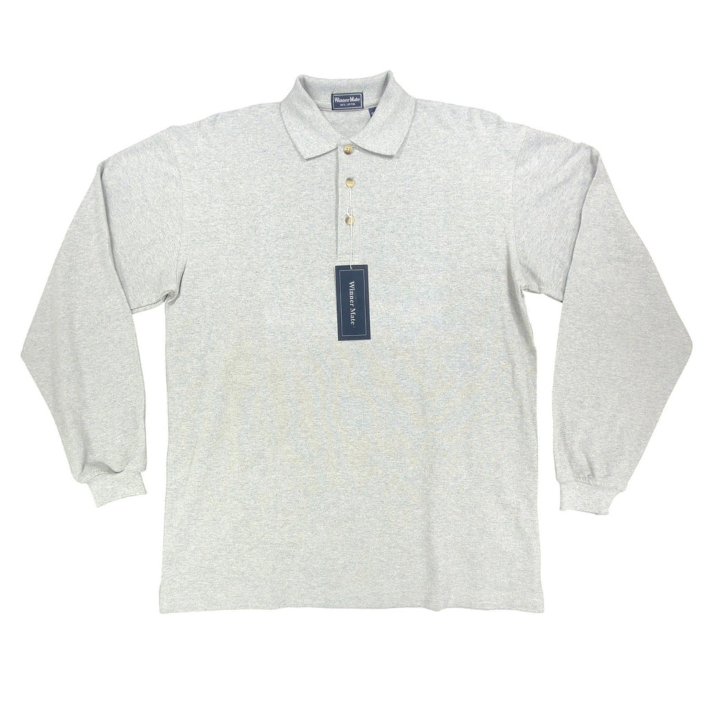 Winner Mate Long Sleeve Polo Shirt Mens Medium Gray Cotton NWT New - take2supply