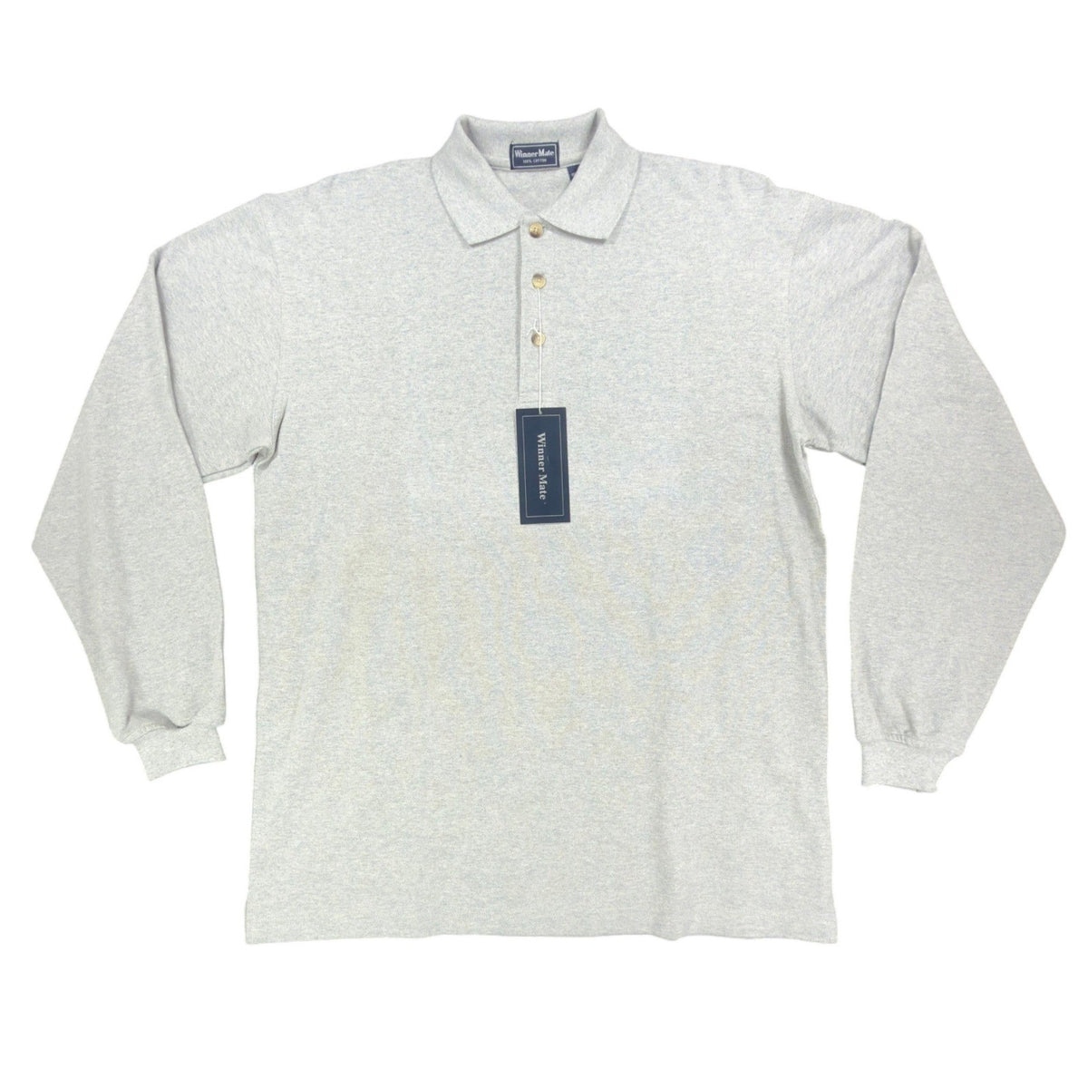 Winner Mate Long Sleeve Polo Shirt Mens Medium Gray Cotton NWT New - take2supply