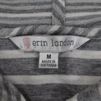 Erin London Womens M Gray White Striped Lace Up Hooded Tunic Top NWT - take2supply