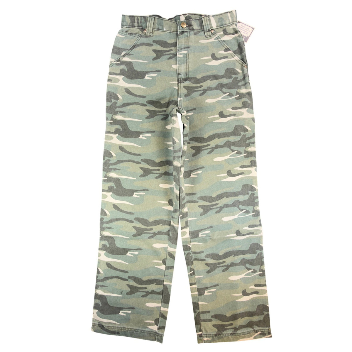 John Deere Carpenter Pants Boys Size 18 Green Camo Print Cotton Canvas NWT - take2supply
