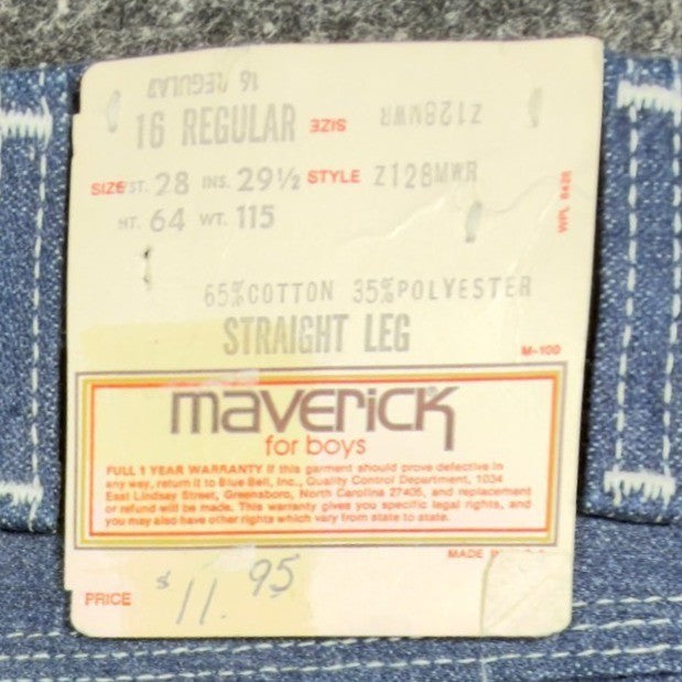 Maverick Vintage 70s Straight Leg Jeans Boys 16 Blue Cotton Blend NWT - take2supply