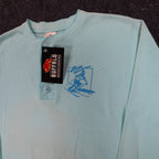 Buffalo Shirts Henley M Mens Aqua Blue Long Sleeve Skier Graphic Waffle Knit NWT - take2supply