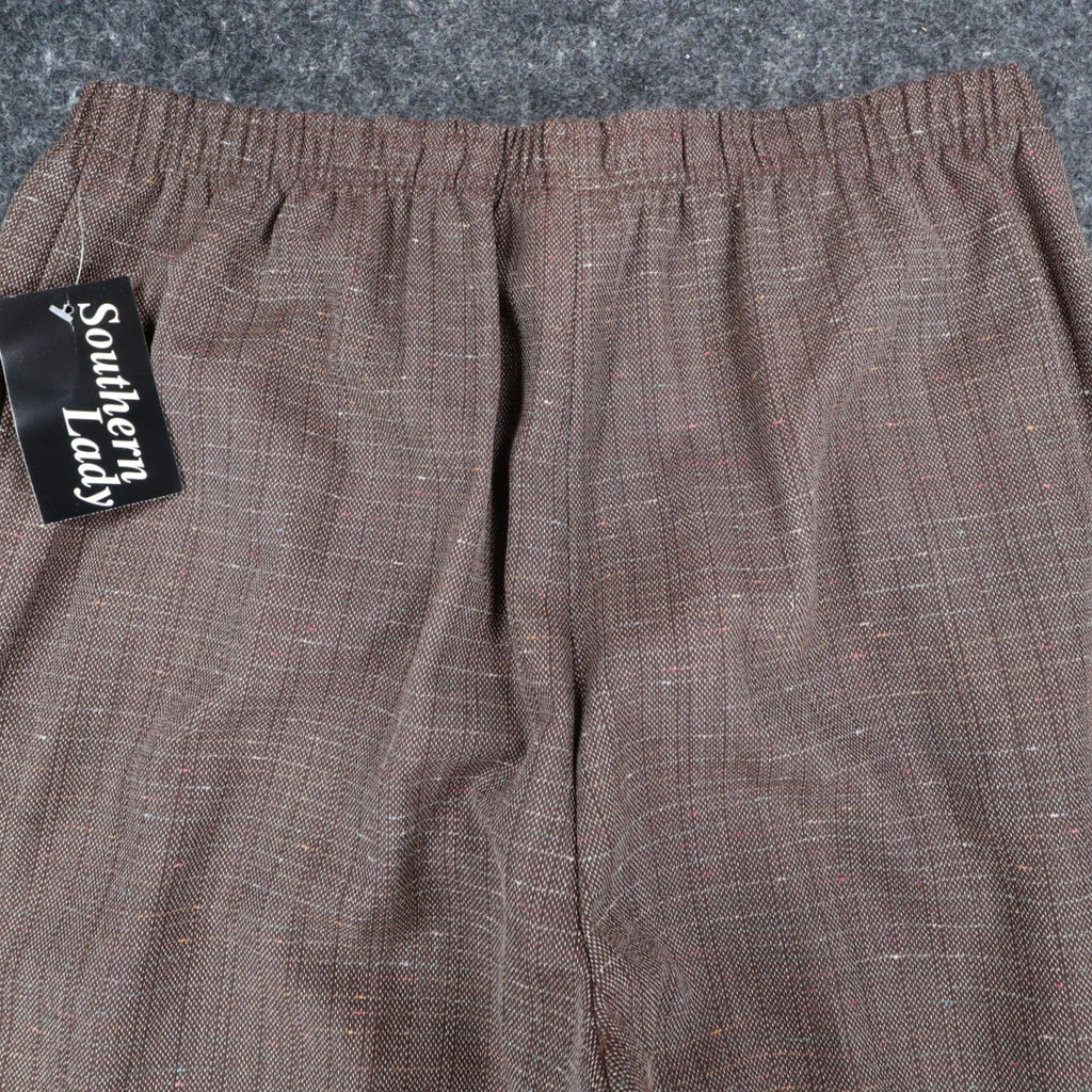 Southern Lady Pull On Pants Womens 14 Brown Hickory Elastic Waist Textured 58A2 - take2supply