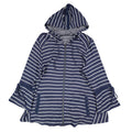 Erin London Womens M Navy White Striped Zip Hoodie Bell Sleeve Pockets NWT - take2supply