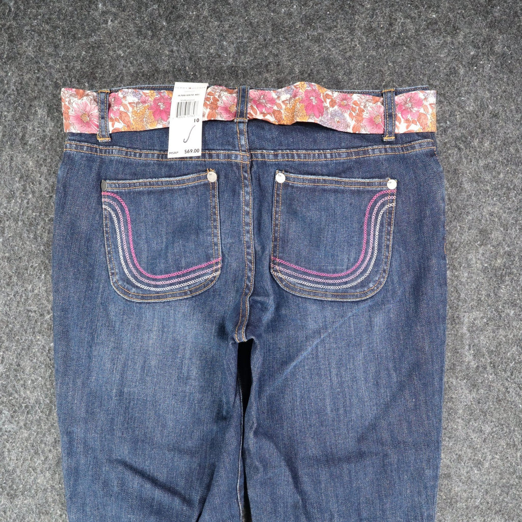 Tommy Hilfiger Jeans Womens 10 Y2K Blue Stretch Low Rise Slim Floral Belt C789 - take2supply