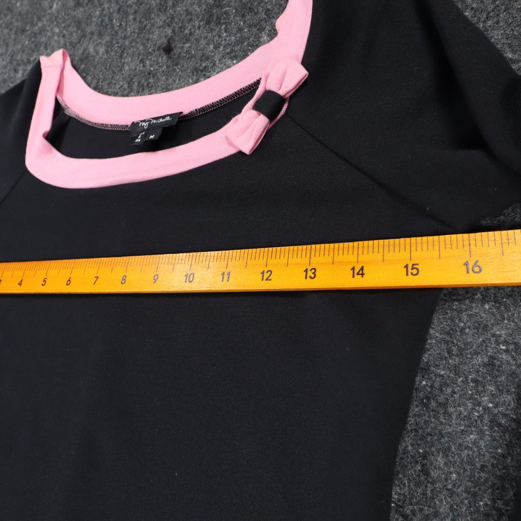 My Michelle Dress Medium Black Pink Bow 3/4 Sleeve Y2K Drop Waist NWT USA Made - take2supply