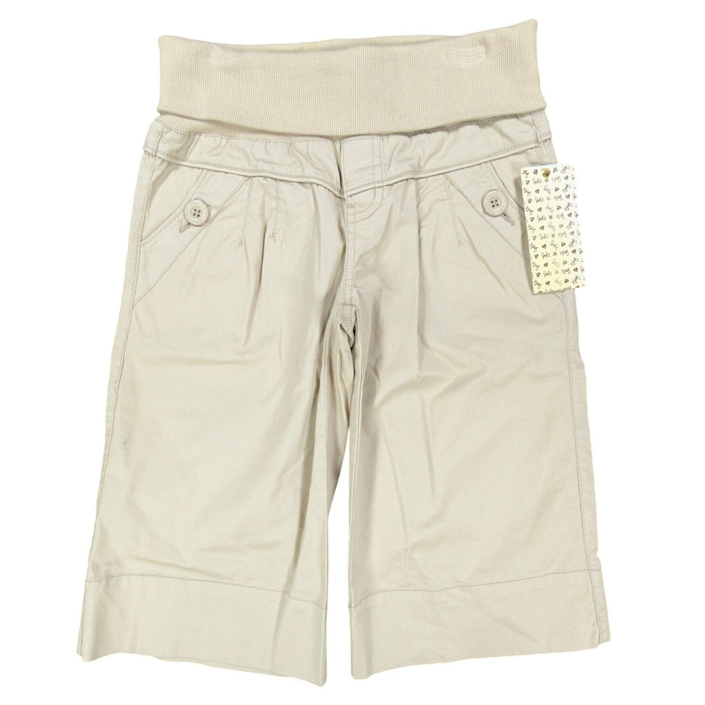 Jolt Y2K Knit Waist Bermuda Shorts Juniors 8 Khaki Cotton Stretch NWT - take2supply