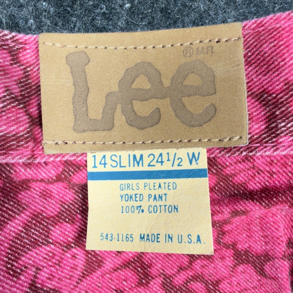 Lee Vintage 80s Floral Casuals Pants Girls 14 Slim Pink USA Made NOS NWT - take2supply