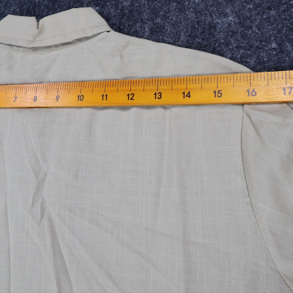 Lady Donlin Button Down Shirt Womens 16 Vintage 70s Tan Cotton Blend Deadstock - take2supply