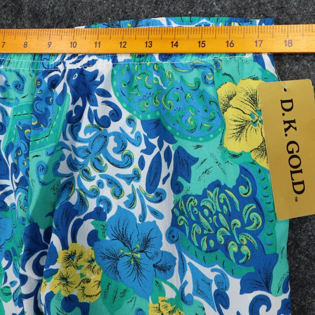 D.K. GOLD Shorts Small Vintage 90s Blue Green Floral Tropical Made in USA C985 - take2supply