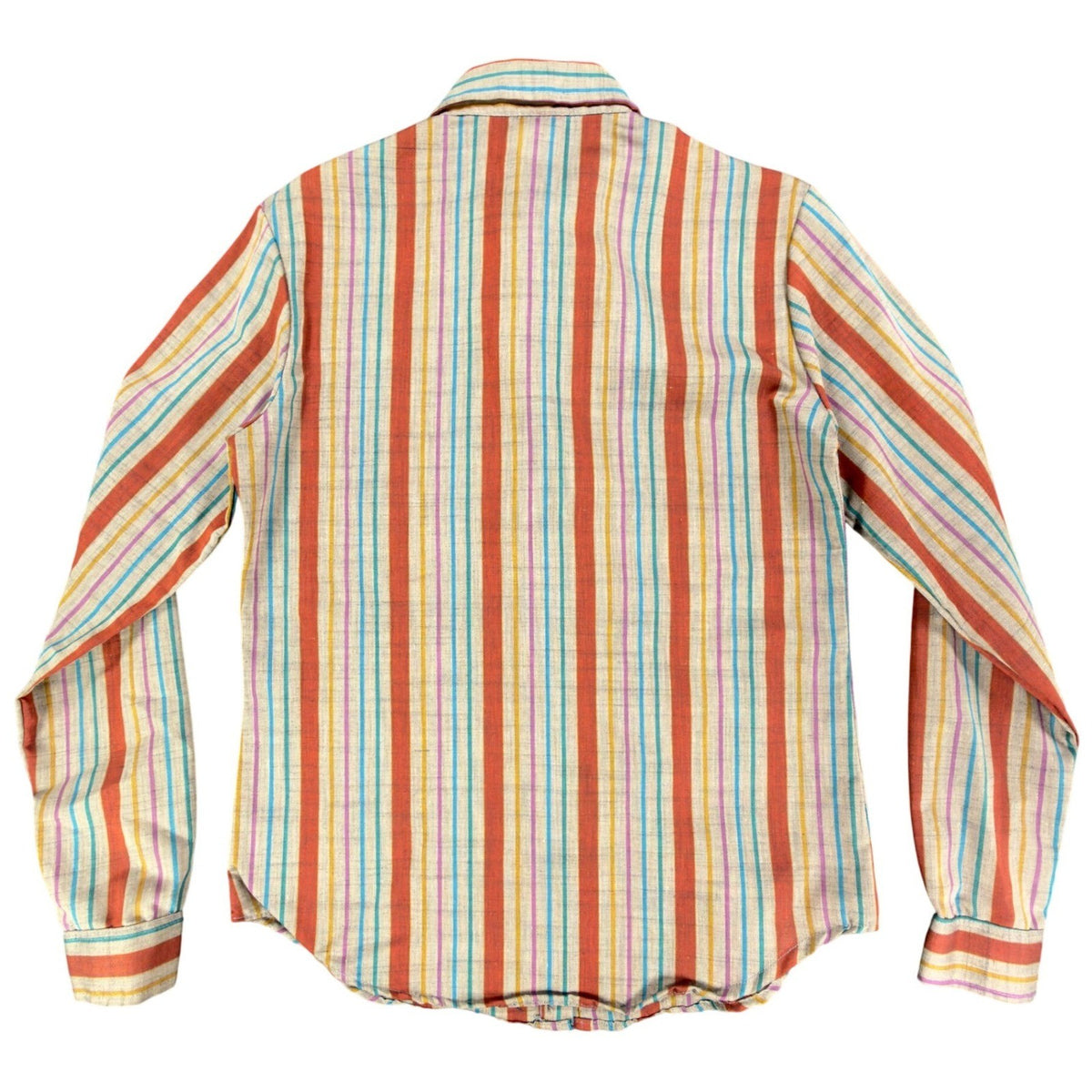 Miss "B" Vintage 70s Striped Button Down Shirt Womens 5/6 Orange Multi Excellent - take2supply