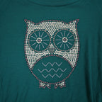 Jolt Owl Studded Thermal Top Womens Large Green Waffle Knit Raglan NWT - take2supply