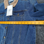 Studio Ease Denim Jacket Womens 8 Blue Cotton Faux Suede Collar WAAC77RI NWT - take2supply