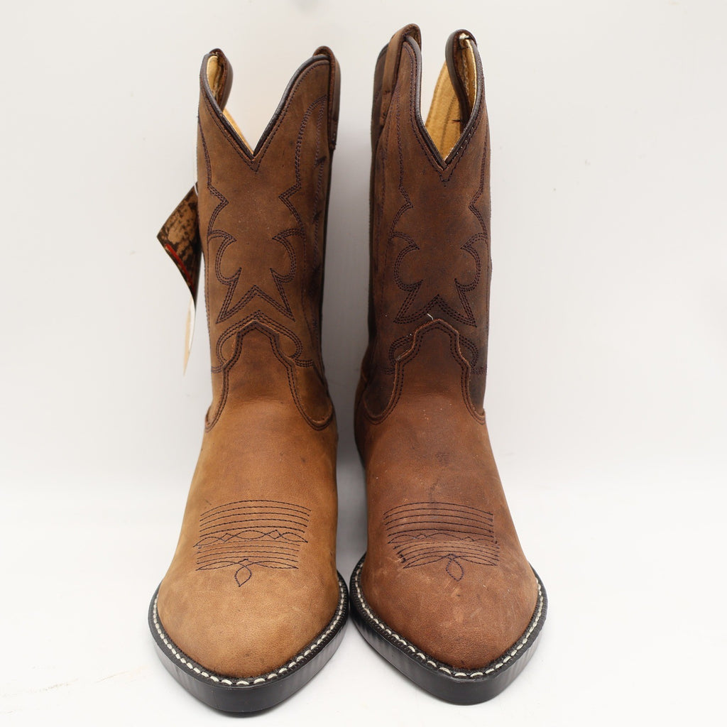 Laredo Western Boots Youth 2 D Tan Distressed Leather Cowboy Boots 28-2240 NIB - take2supply