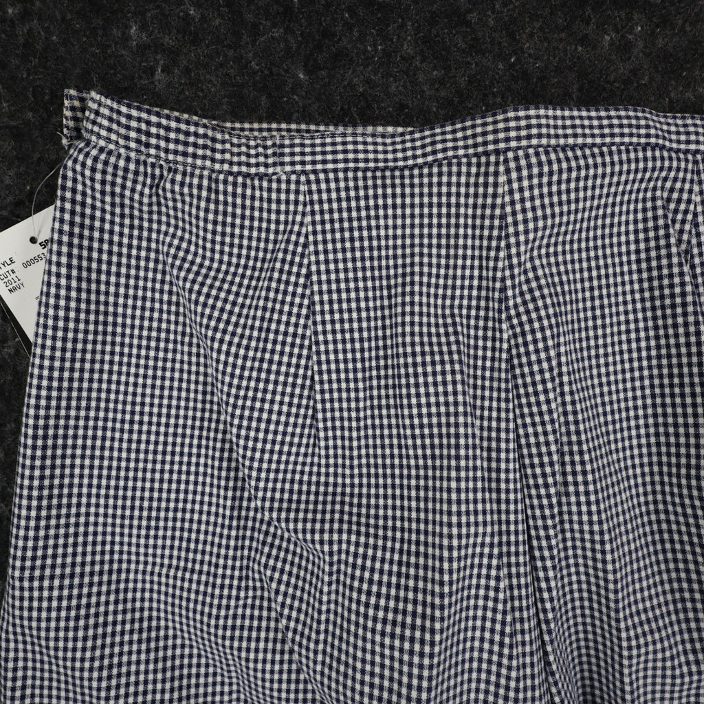 Southern Lady Pants Womens 12 Navy White Gingham Cotton Stretch Side Zip NOS - take2supply