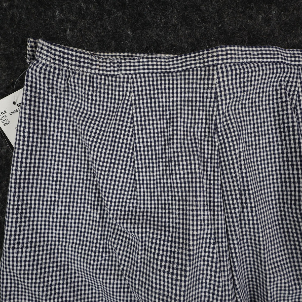 Southern Lady Pants Womens 12 Navy White Gingham Cotton Stretch Side Zip NOS - take2supply