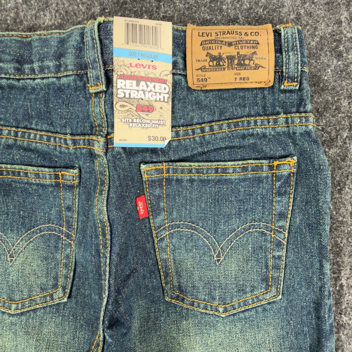 Levi's Y2K 549 Relaxed Straight Shorts Boys 7 Blue Denim NWT Adjustable Waist - take2supply