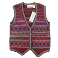 Donnkenny Sweater Vest Womens M Vintage 90s Burgundy Beaded Fair Isle Cotton - take2supply