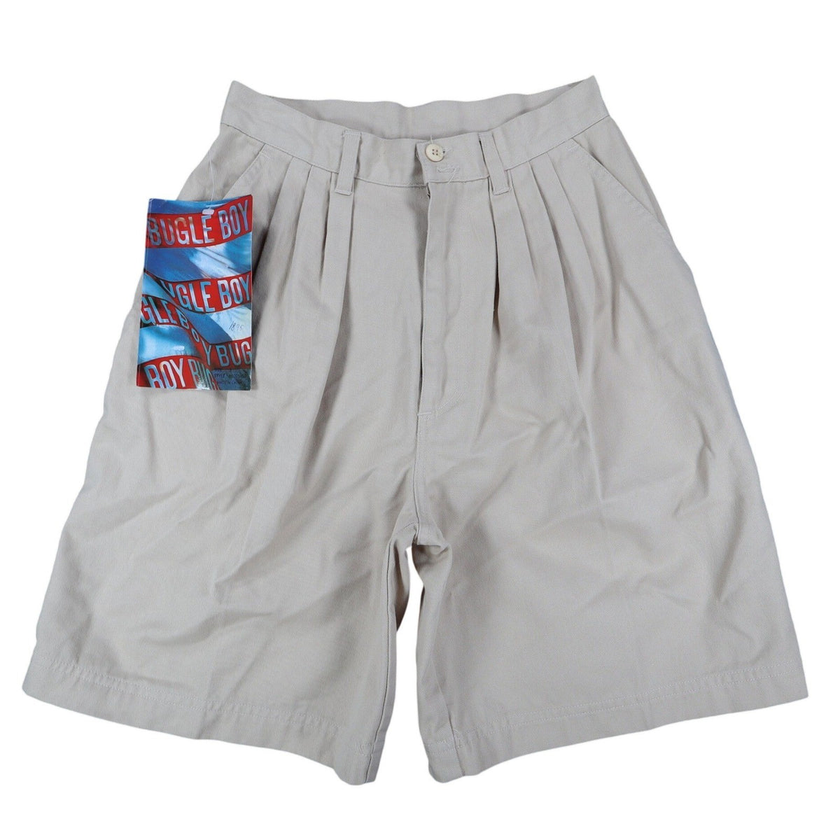Bugle Boy Pleated Shorts Womens 9 Vintage 90s Khaki Deadstock 80705W27 - take2supply