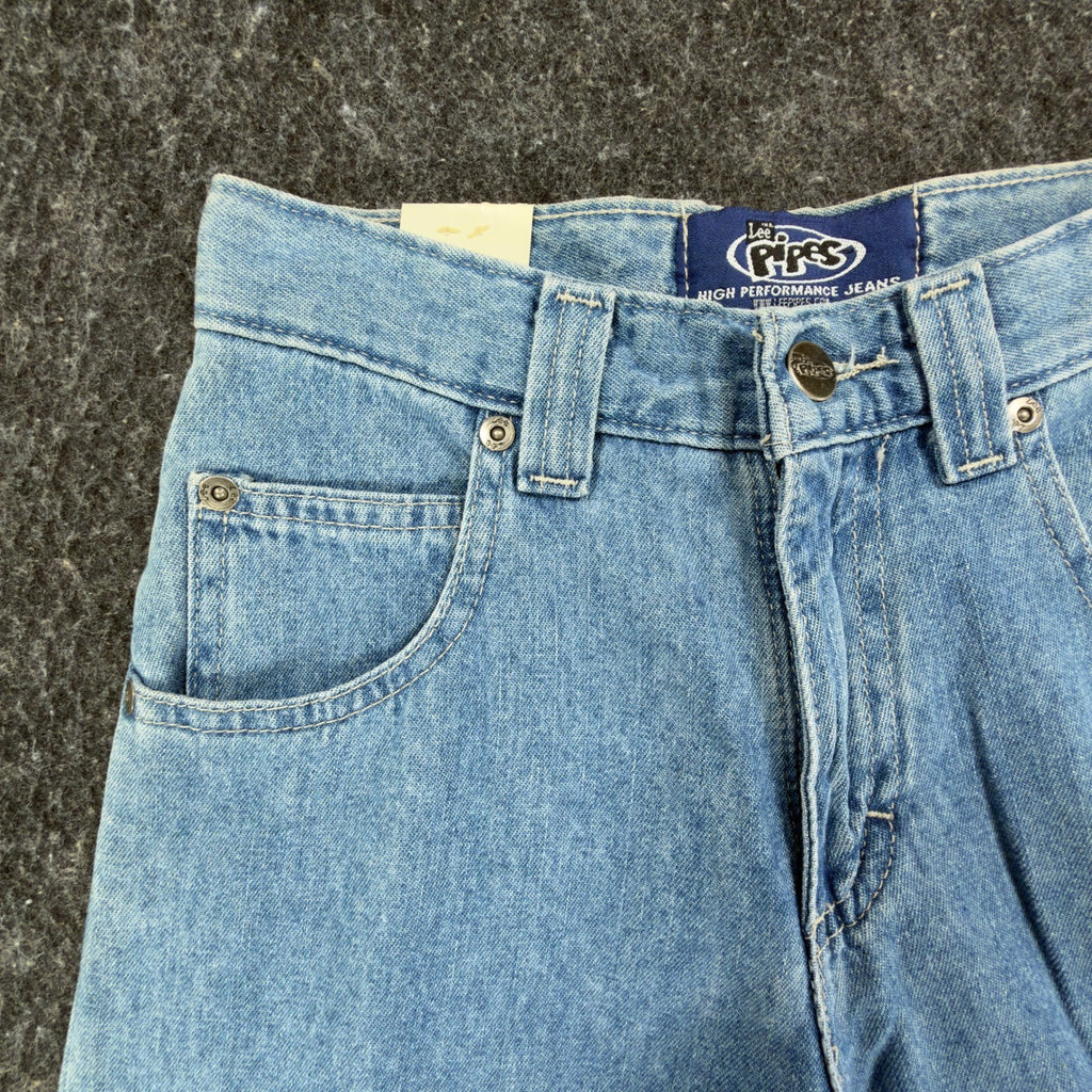 Lee Pipes Y2K Extreme Super Wide Leg Jeans Boys XS Blue Denim NWT Vintage Skater - take2supply