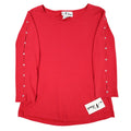 N Touch Top Womens Small Red Cotton Blend Rhinestone Split Sleeve Macintosh - take2supply