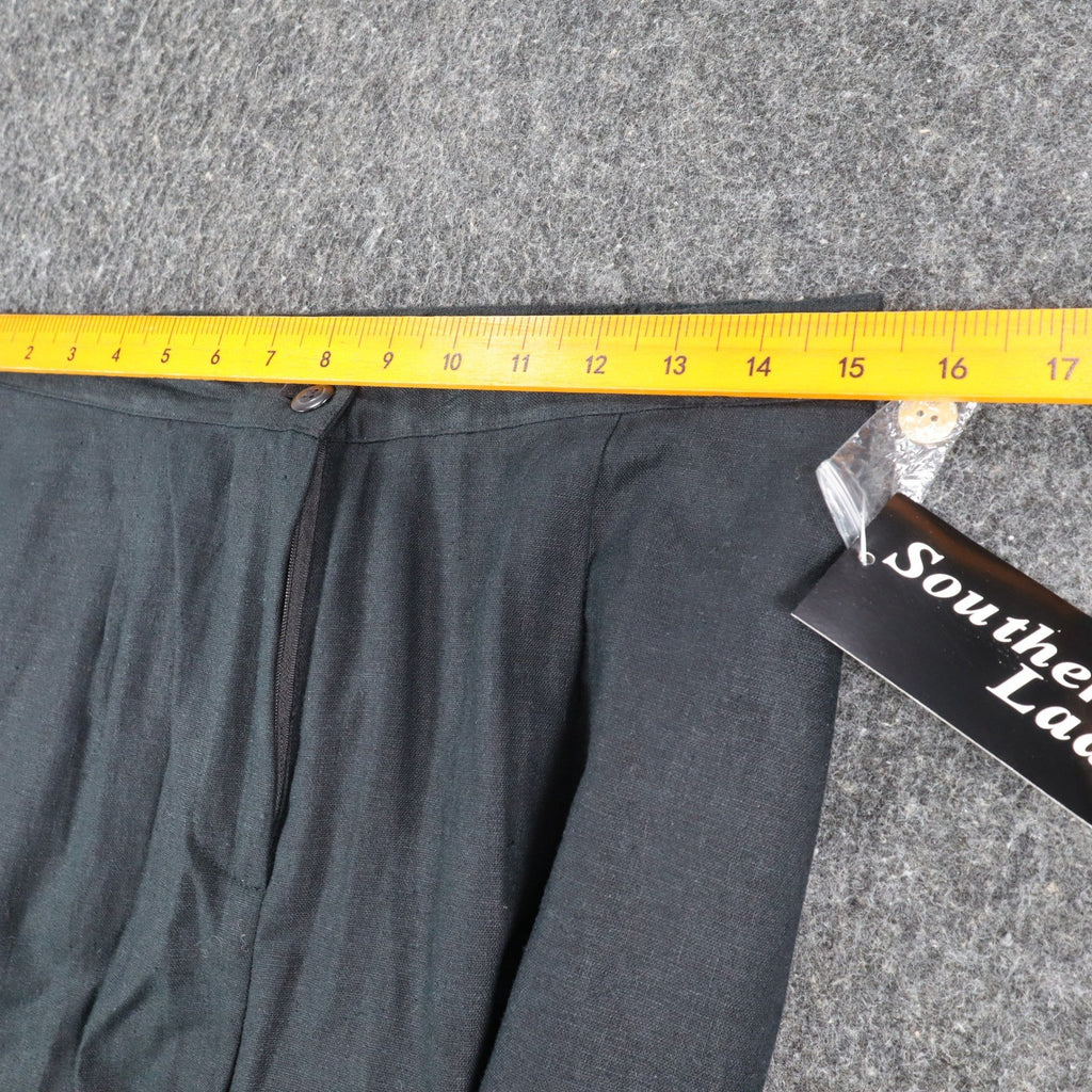 Southern Lady Linen Rayon Pants Womens 12 Black Wide Leg Pleated Trousers 553M - take2supply