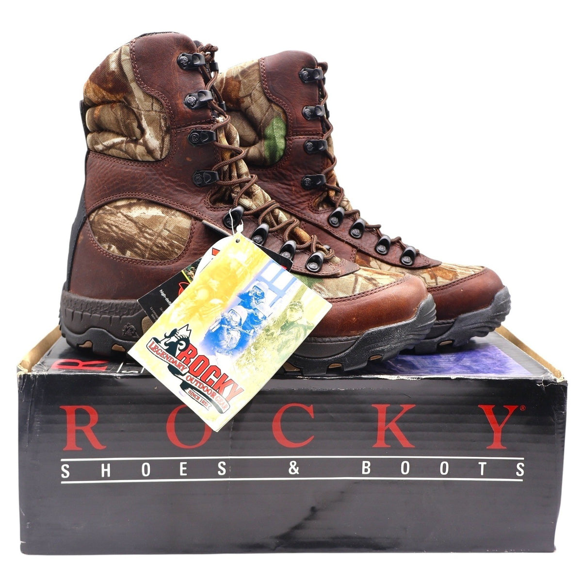 Rocky Lynx 400 SIQ Hunting Boots Mens 8.5 M Brown Leather Camo Thinsulate 7395 - take2supply