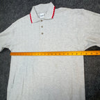 Vintage Cotton Deluxe Casuals Polo Shirt Mens L Gray Red Zig Zag Trim Y2K - take2supply