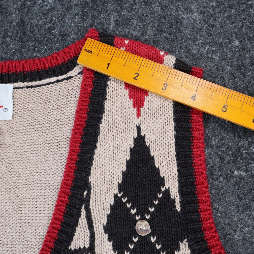 SML Sport Ltd Sweater Vest Small 1996 Vintage Beige Argyle Button Front NWT - take2supply