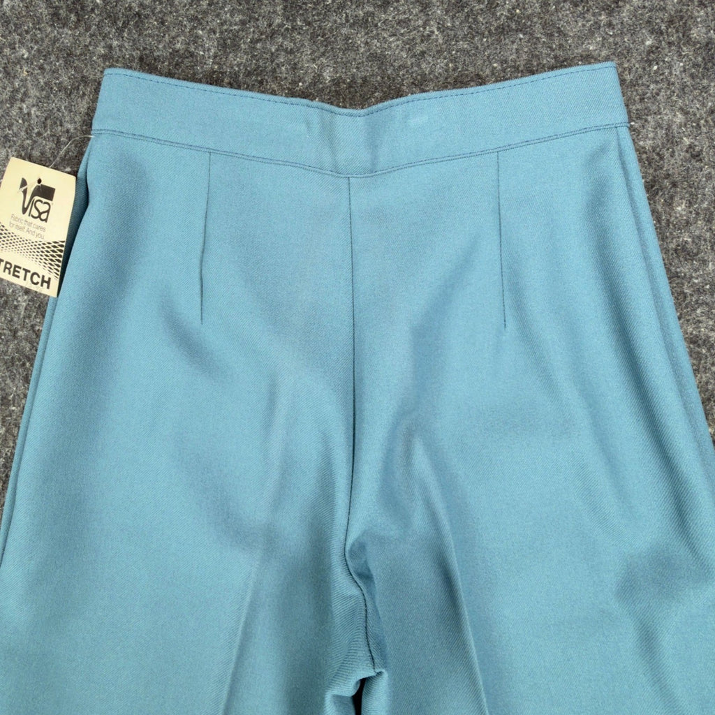 Visa Vintage 70s Stretch Trousers Womens 12 Blue Polyester Deadstock NWT - take2supply